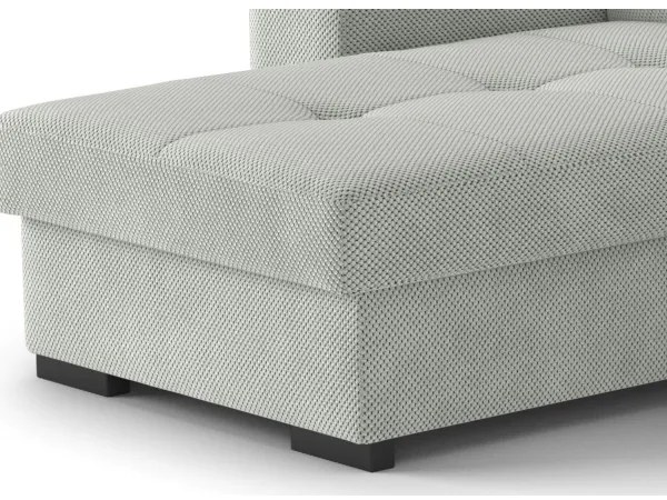 PALERMO ággyá alakítható kanapé tárolóval és puffal, világosszürke, balos kivitel