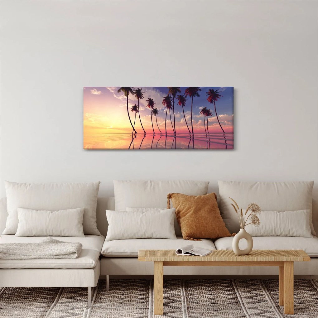 A felszín fölé emelkedő pálmafák képe (120x50 cm)