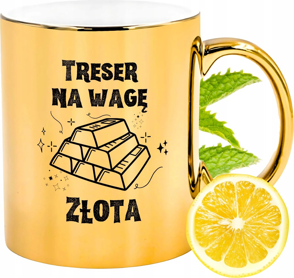 Prémium Arany Csillogó Bögre Treser Ajándék Nyomtatott Fotóval