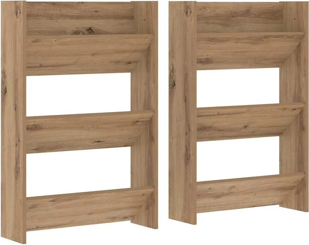 vidaXL Cipőszekrény 2 pcs Artisan tölgy 60 x 18 x 90 cm Faanyag