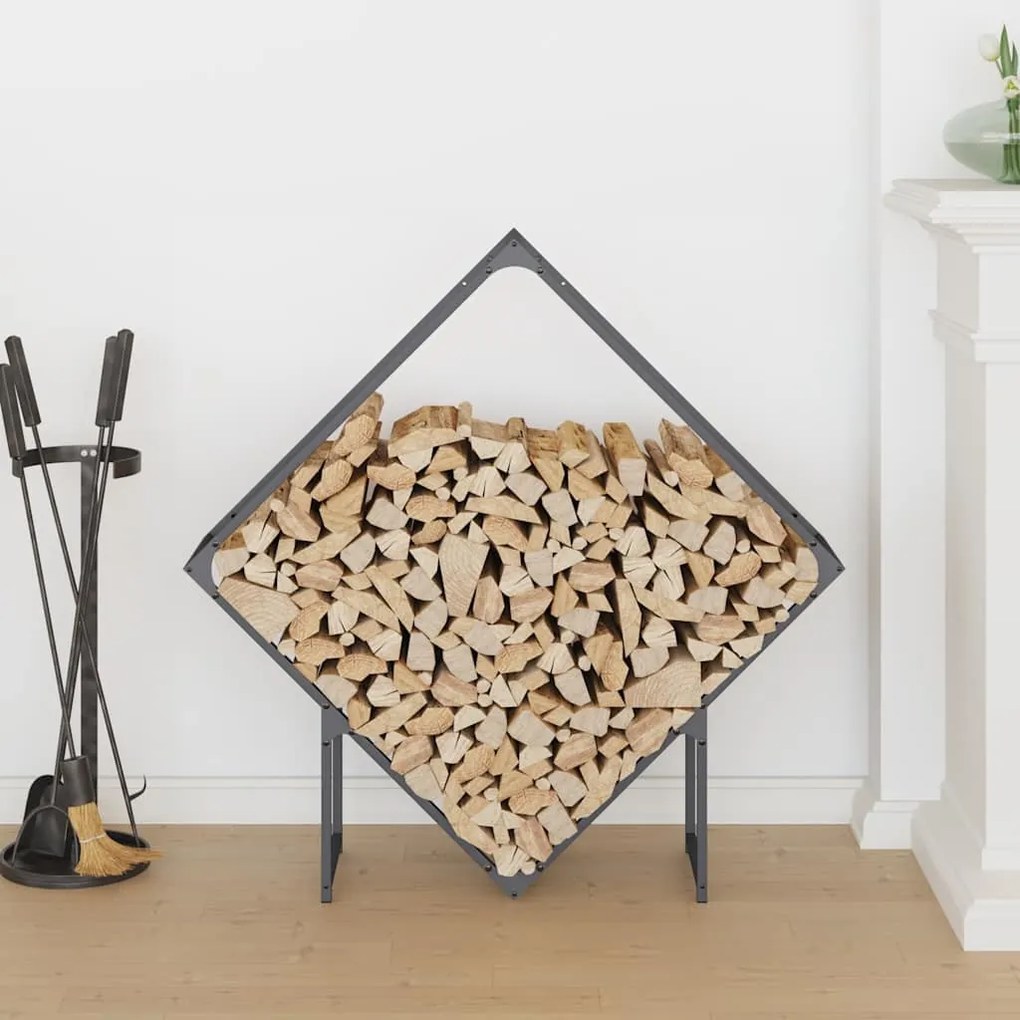 antracitszürke hidegen hengerelt acél tűzifatároló 100x25x100cm