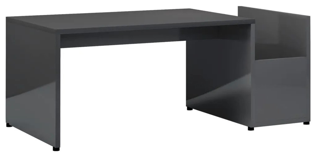Magasfényű szürke szerelt fa dohányzóasztal 90 x 45 x 35 cm