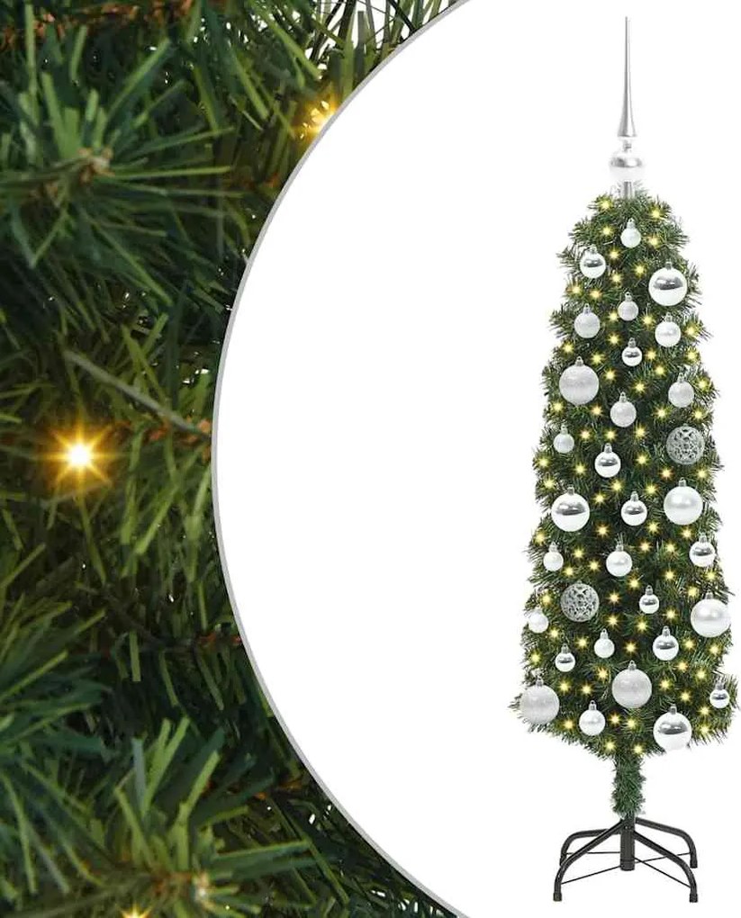 vidaXL Mű karácsonyfa 150 LED-del Zöld 120 cm PVC, acél és műanyag