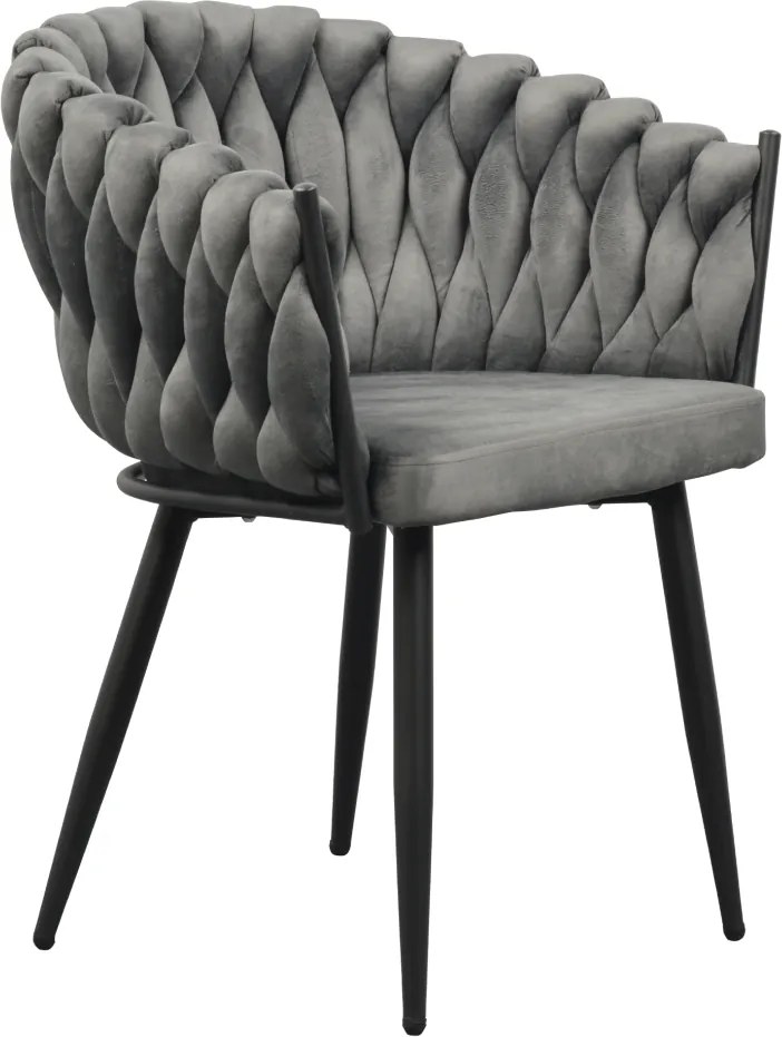 Étkezőszék, sötétszürke Velvet szövet/fekete, BLER
