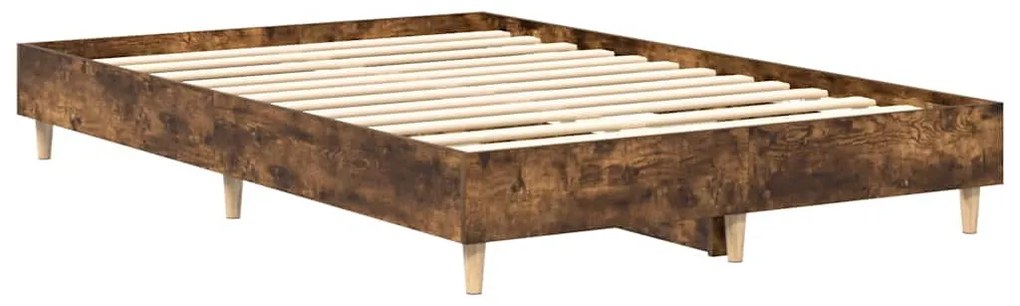 füstös tölgy színű szerelt fa ágykeret matrac nélkül 135x190 cm