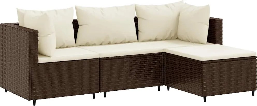 vidaXL 4 részes barna polyrattan kerti ülőgarnitúra párnákkal