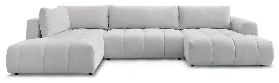 Világosszürke kinyitható-tárolóhelyes sarokkanapé (bal oldali-U alakú) Fuji – Bobochic Paris