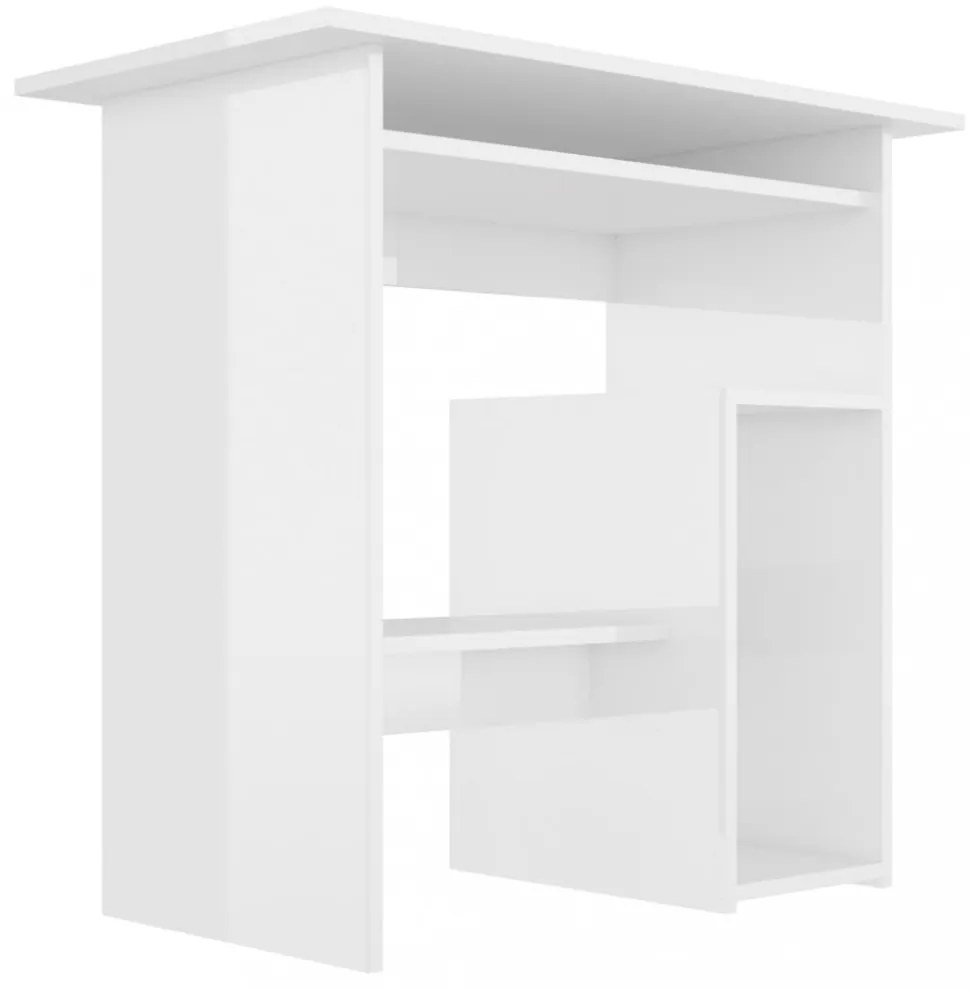 magasfényű fehér szerelt fa íróasztal 80 x 45 x 74 cm