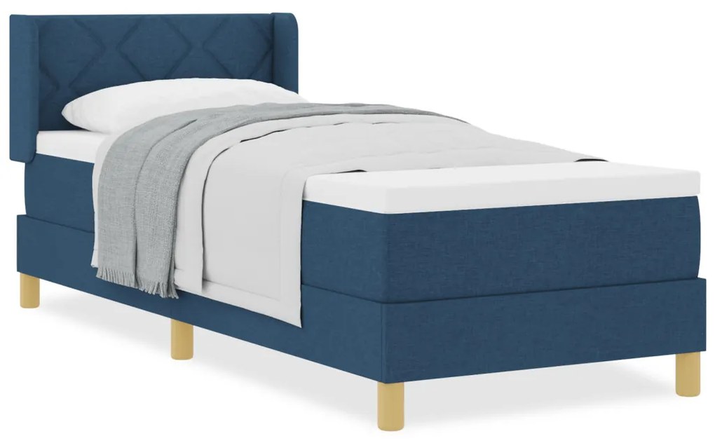 Boxspring Ágy Matraccal - Kék, 80 x 200 cm Textil