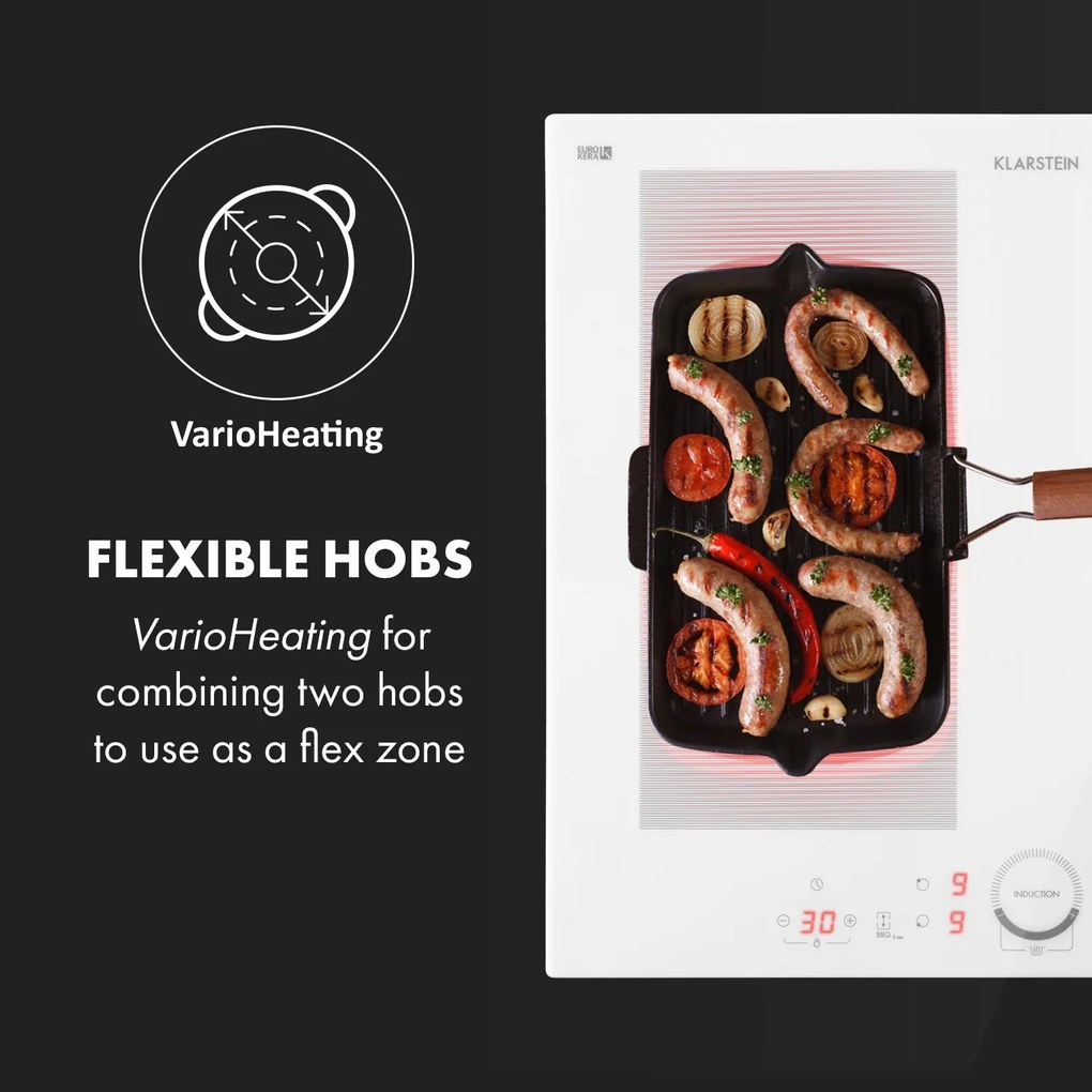 Klarstein Delicatessa 60 Hybrid, beépített indukciós főzőlap, 7000 W, 4 zóna