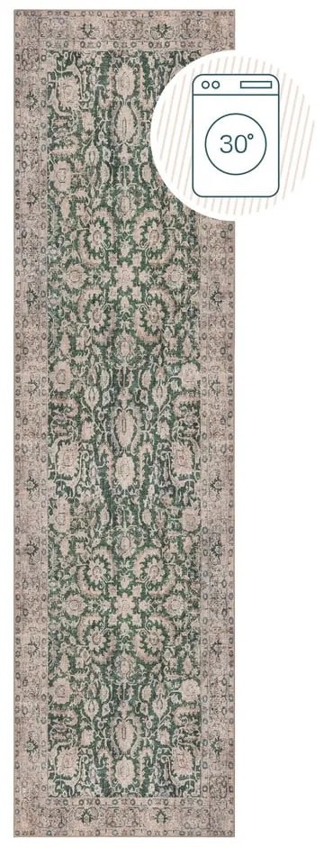 Zöld mosható futószőnyeg 60x230 cm Beau Floral – Flair Rugs