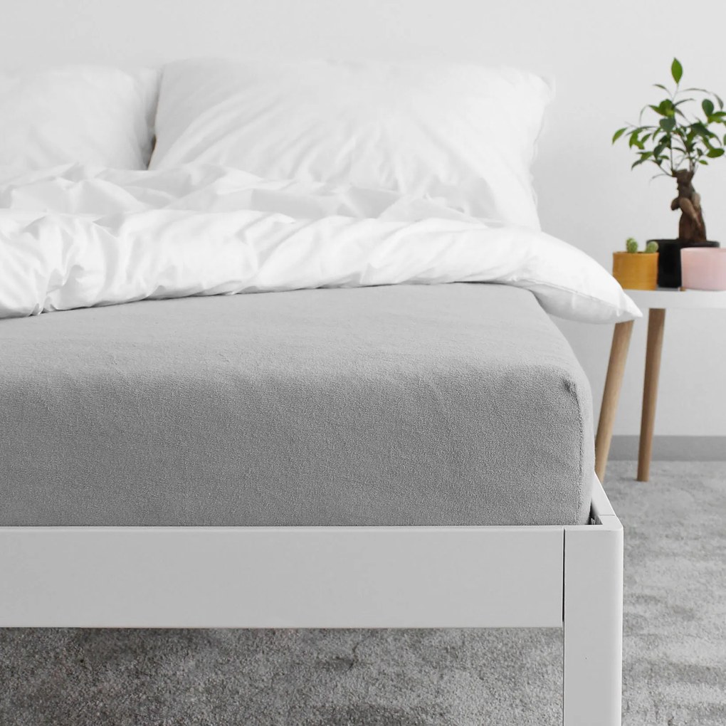 Goldea frottír gumis lepedő - szürke 90 x 200 cm