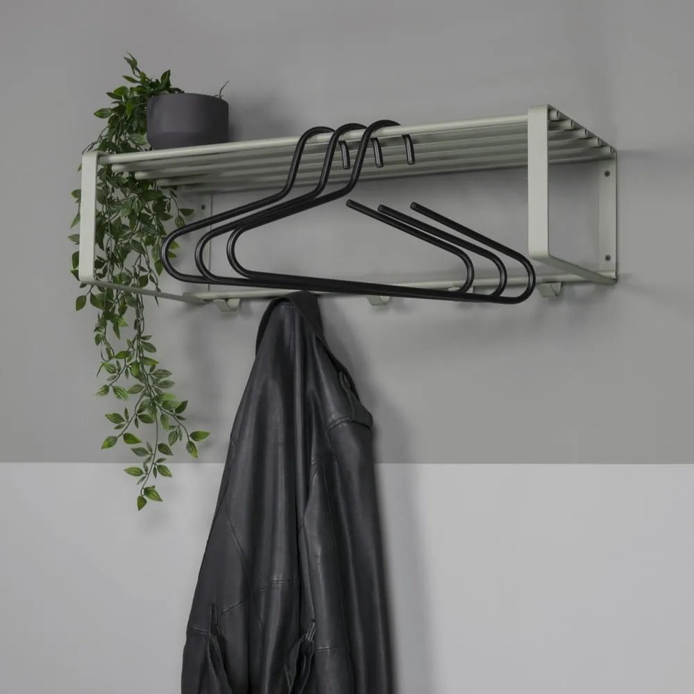 Szürkészöld fém fali fogas polccal 70 cm Rex – Spinder Design