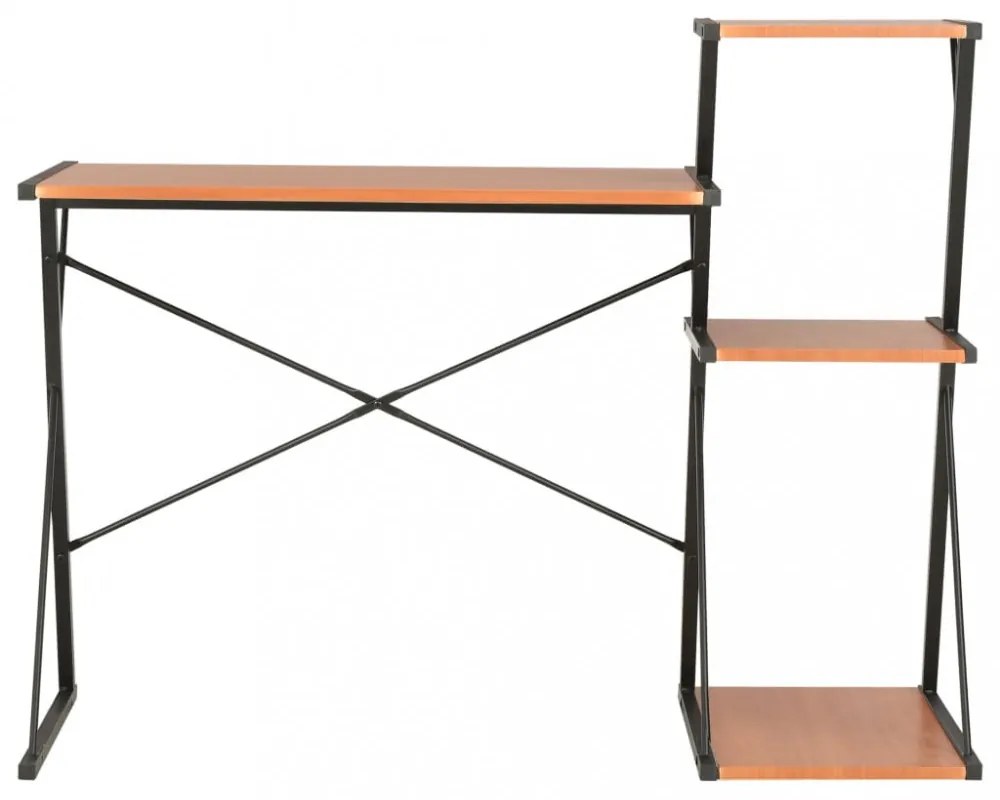 fekete és barna íróasztal polccal 116 x 50 x 93 cm