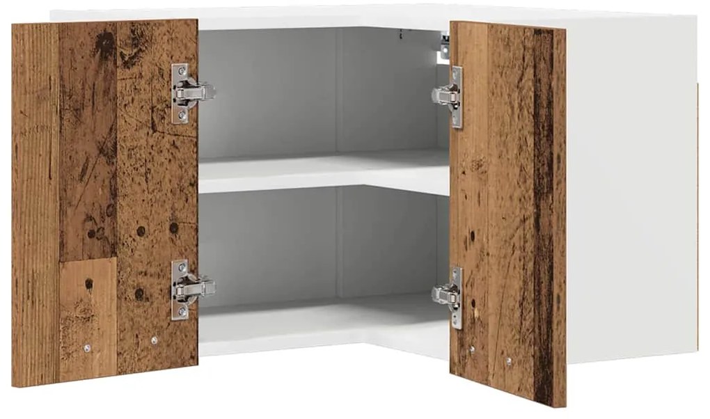 Függő szekrény Riga Régi fa és fehér 57 x 57 x 40 cm Faanyag