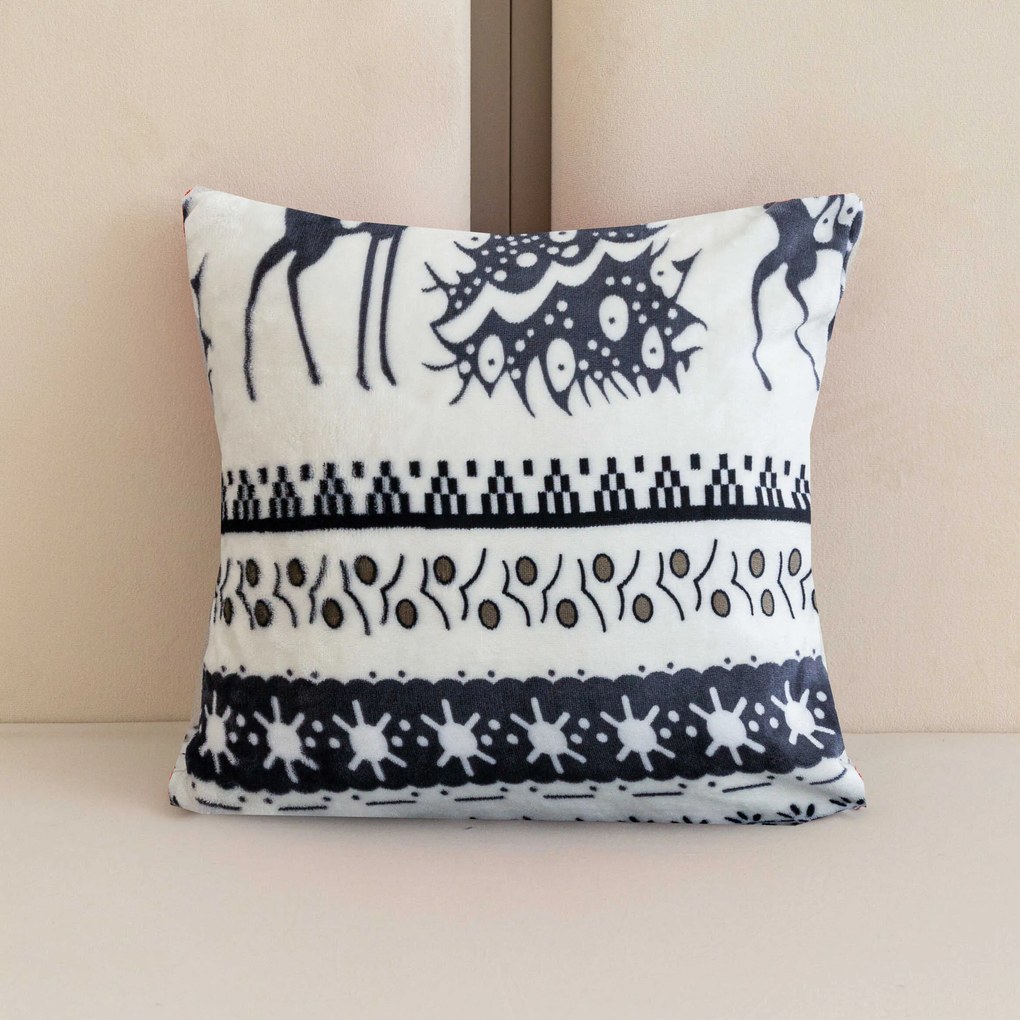 Mikroplüss párnahuzat WINTER DEER 45x45 cm, szürke