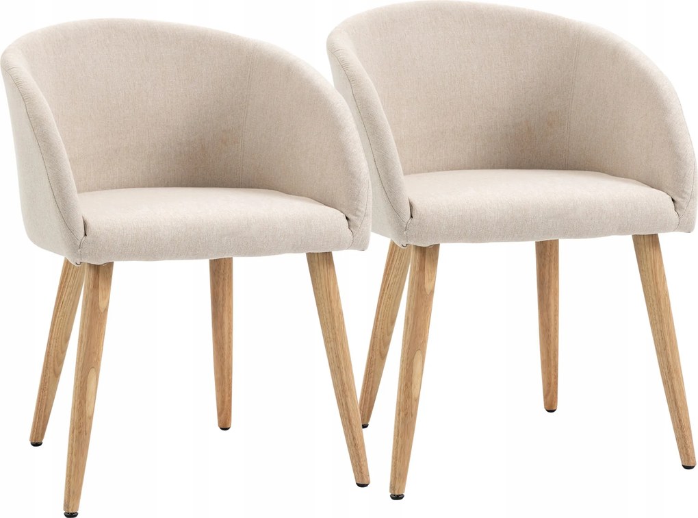 Homcom székek 2 db kárpitozott bézs skandináv