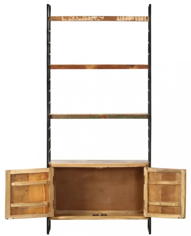 4 szintes tömör újrahasznosított fa könyvespolc 80x30x180 cm