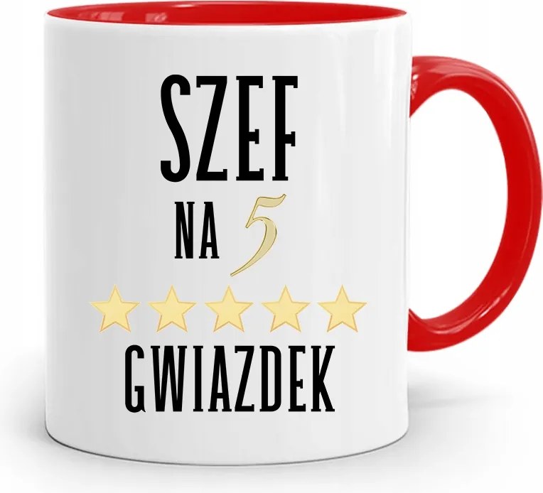 Piros Bögre Főnöknek 5 Csillagos Nyomtatott Fotóval