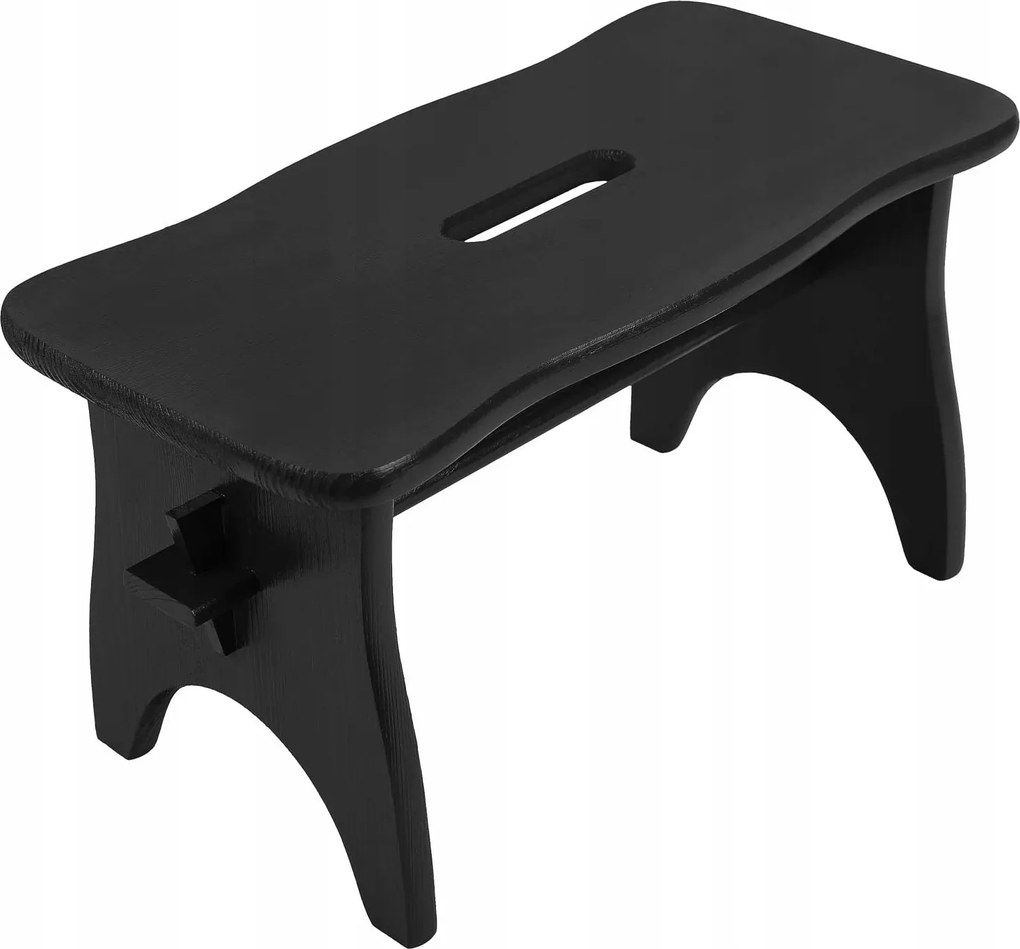 Fekete fa zsámoly kis ülőke szék lábtartó 38x19x21 cm