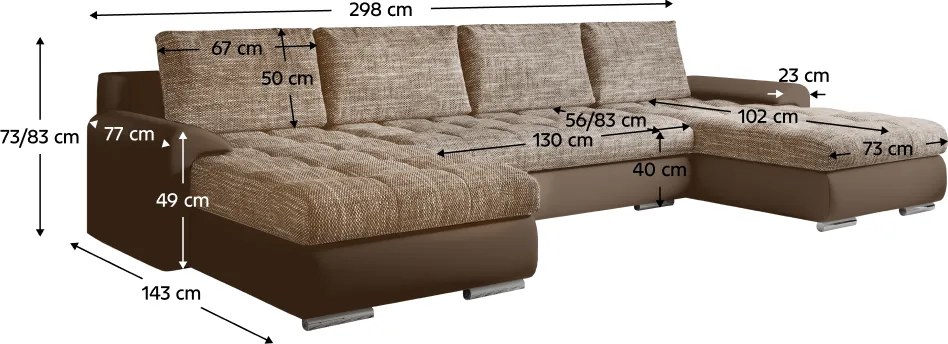 Univerzális ülőgarnitúra, ekobőr barna/barna melír, TOLITA U UNI