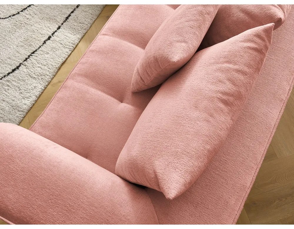 Rózsaszín zsenília sarokkanapé (jobb oldali-L alakú) Whesley – Bobochic Paris