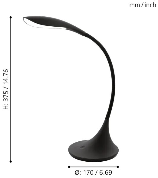 Eglo 94673 - LED Szabályozható fényerejű lámpa DAMBERA 1xLED/4,5W/230V fekete