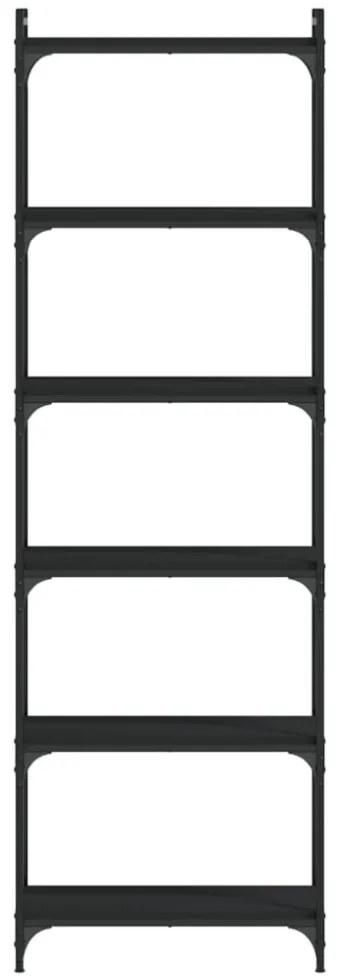 6 szintes fekete szerelt fa könyvespolc 60 x 30 x 188 cm