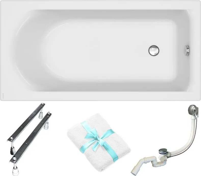 City by Cersanit téglalap alakú akril kád 150x75 lábszifon törölköző