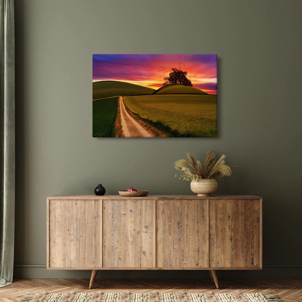 Mező és a színes ég képe (90x60 cm)