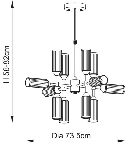 Endon 92214 - TOUR rúdon függő csillár 12xG9/3W/230V sárgaréz