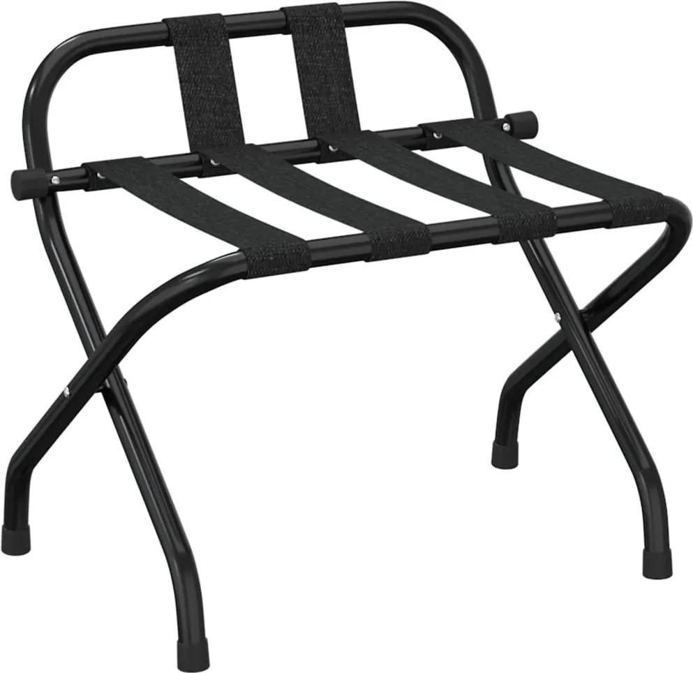 vidaXL fekete bőröndtartó háttámlával 56 x 39 x 52 cm
