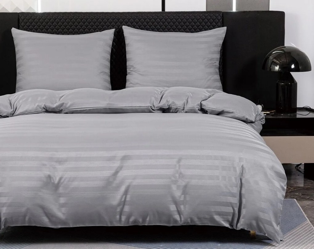 JASMINE mikroszálas szállodai ágyneműhuzat, világosszürke – 2 cm-es csíkos Ágyneműhuzat mérete: 2 db 70 x 90 cm | 200 x 220 cm