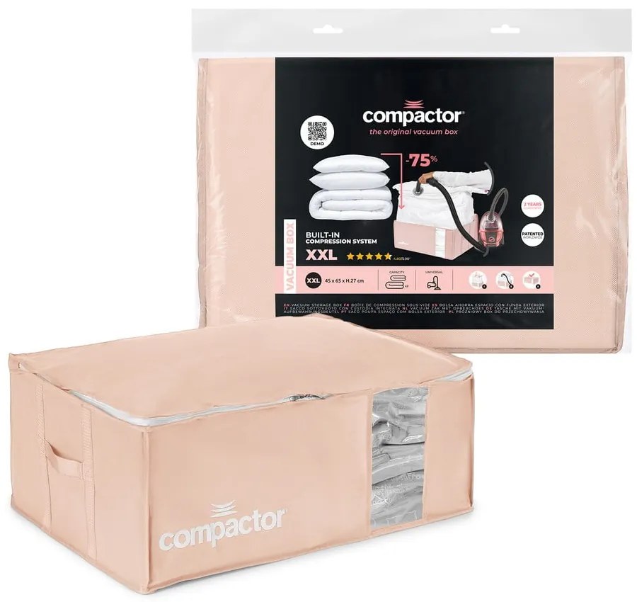 Vákuumos műanyag ruhatároló doboz 65x45x27 cm Pink Edition – Compactor