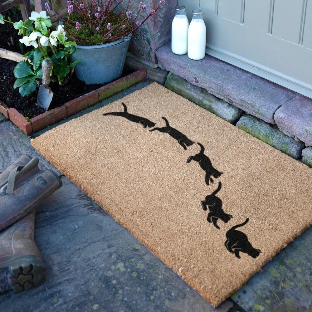 Kókuszrost lábtörlő 60x90 cm Jumping Cats – Artsy Doormats