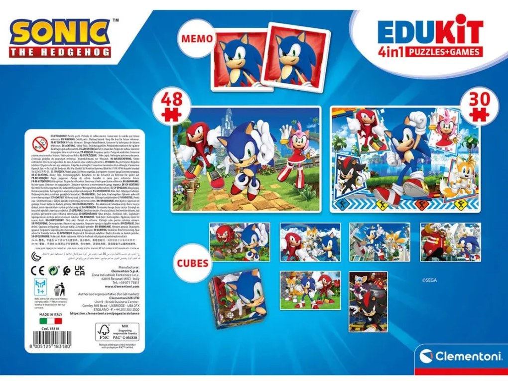 Sonic a sündisznó Characters 4 az 1-ben játékgyűjtemény Clementoni