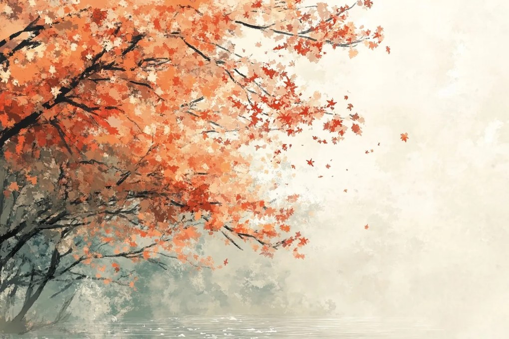 Vászonkép Canvas Tájkép Fa Ősz Folyó Víz 120x80