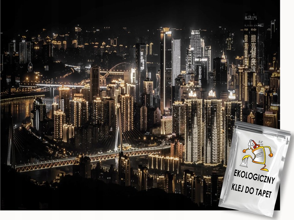 Fotótapéta Flizelina Város Éjszaka Metropolisz Felhőkarcolók 100x75 ragasztó