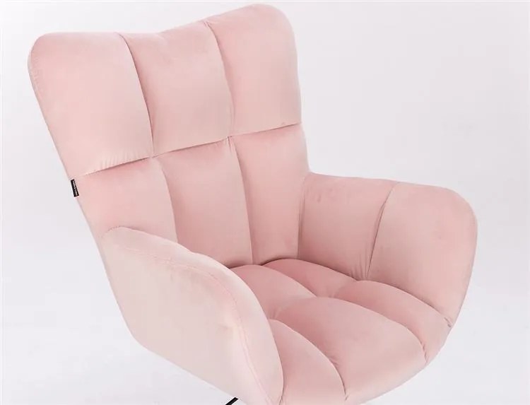 HR650N Púderrózsaszín modern velúr szék krómozott lábbal