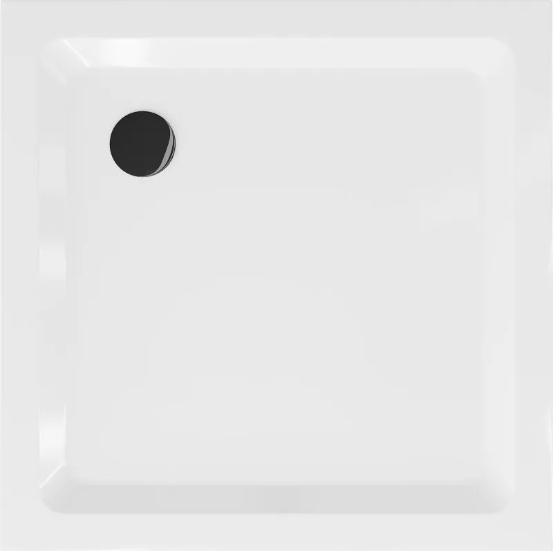 Mexen Flat slim négyzet alakú zuhanytálca 90 x 90 cm, fehér, fekete szifon - 40109090B