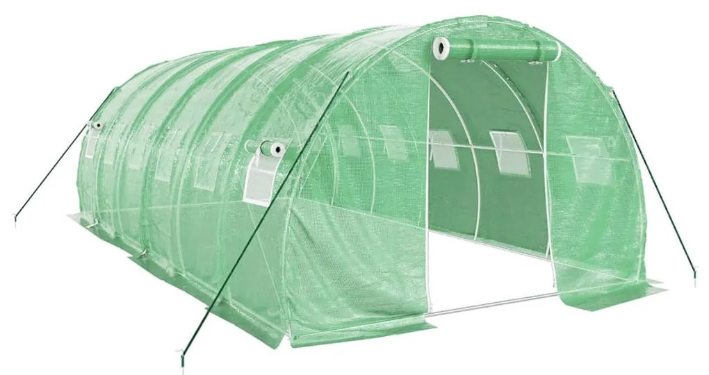 zöld acélvázas melegház 18 m² 6 x 3 x 2 m
