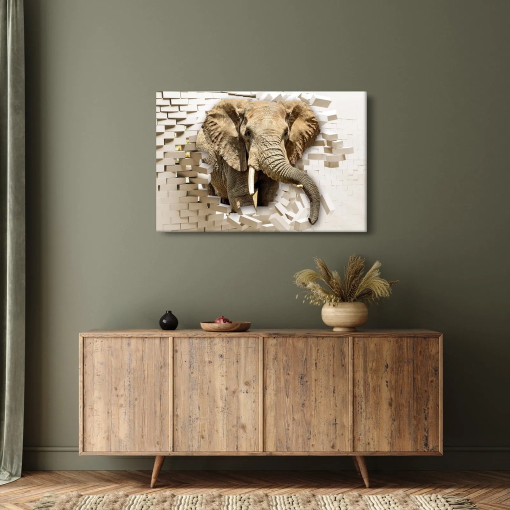 Kép - Egy elefánt áttör a falon (90x60 cm)