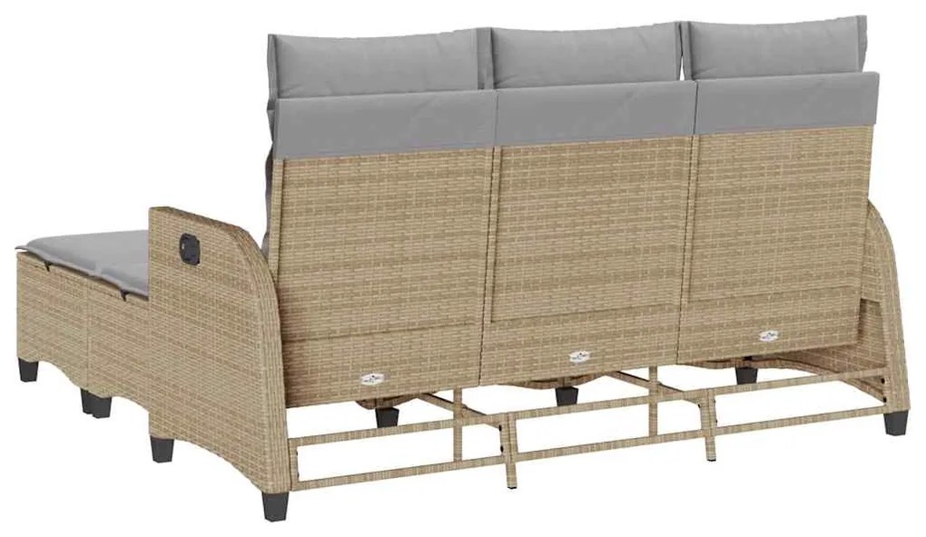 3 részes bézs polyrattan kerti ülőgarnitúra párnákkal L-alakú