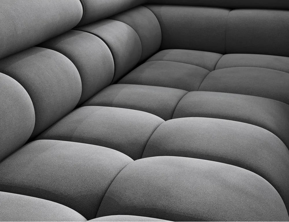 Sötétszürke bársony kinyitható-tárolóhelyes sarokkanapé (jobb oldali-L alakú) Ferucce – ELTAP