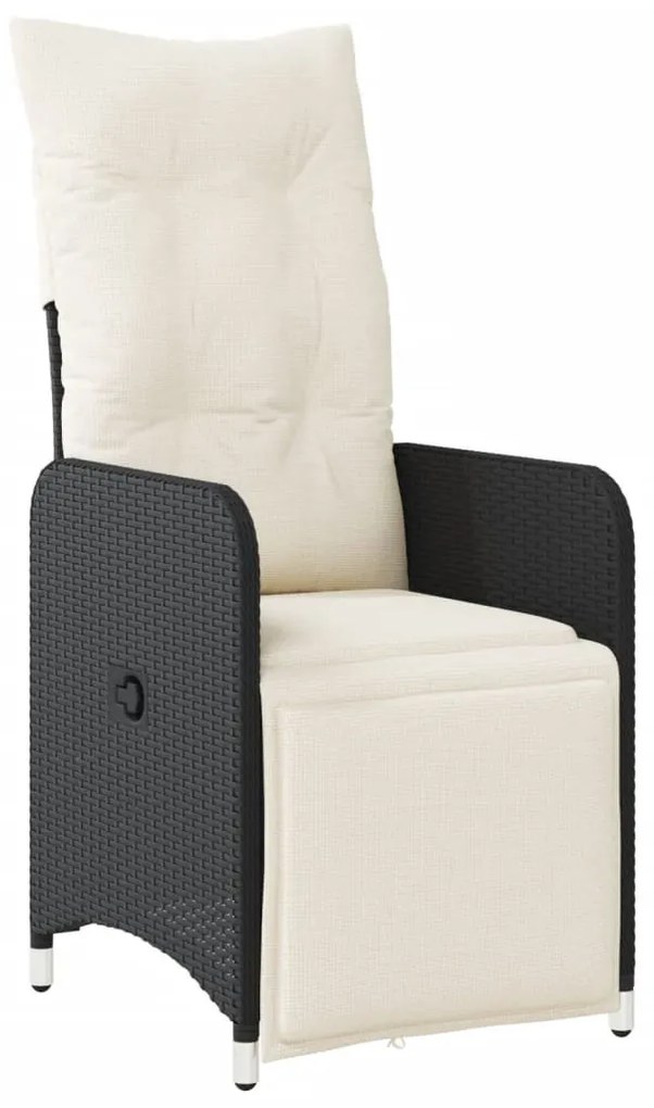 9 részes fekete polyrattan kerti bisztrógarnitúra párnákkal