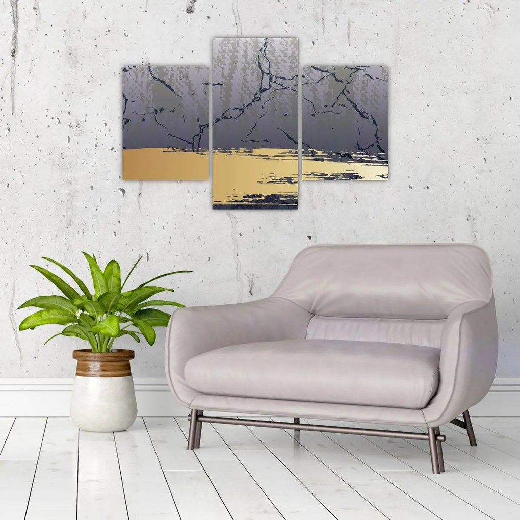 Kép - Kék és arany absztrakció N⁰1 (90x60 cm)