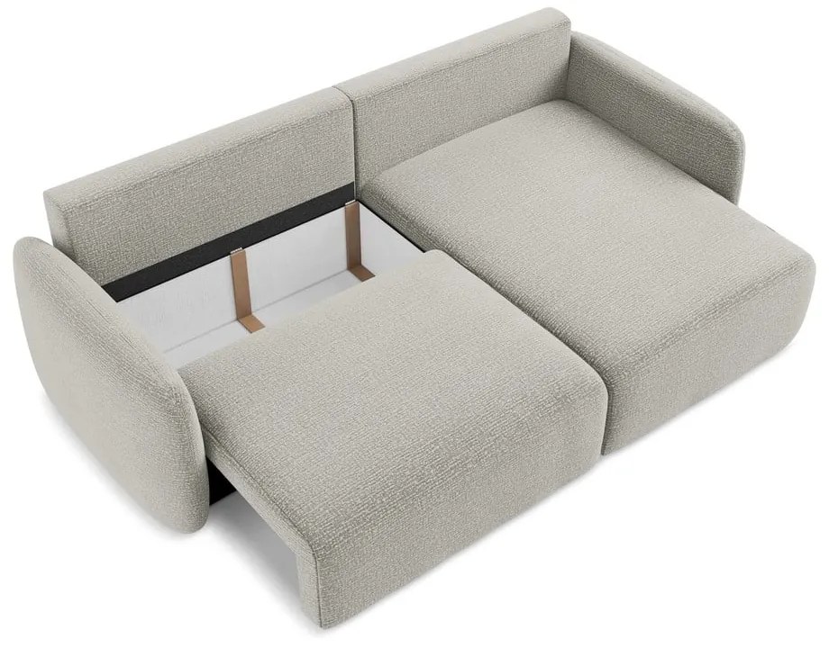 Világosszürke kinyitható-tárolóhelyes sarokkanapé (jobb oldali) Kalena – Makamii