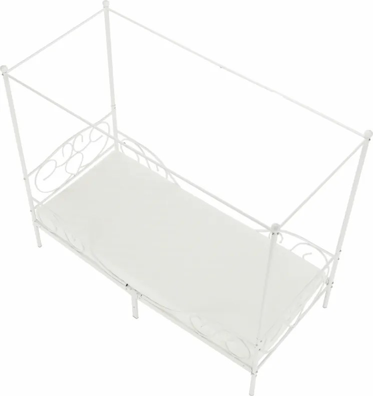Fém ágyégbolttal, fehér, 90x200, ADELISA