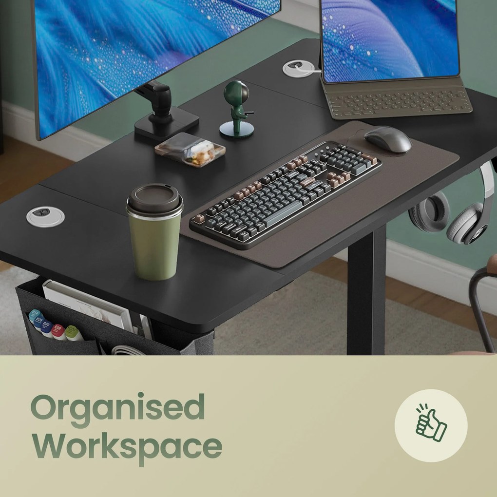Elektromos magasságban állítható íróasztal 4 memória, 160x70 cm, fekete