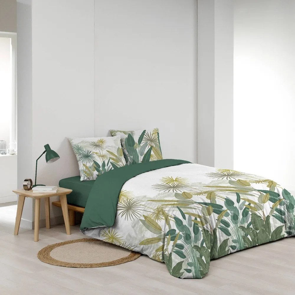 Fehér-zöld kétszemélyes-hosszabbított pamut ágyneműhuzat 240x220 cm Otika – douceur d'intérieur